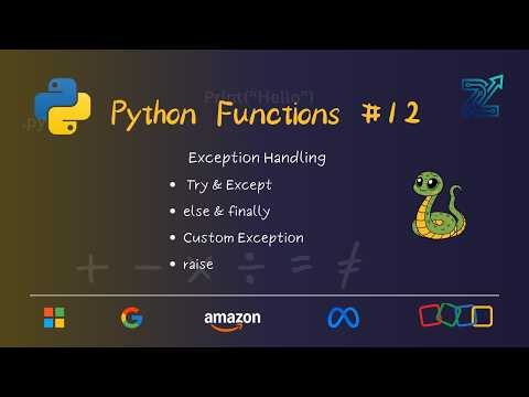 Python Tutorial Episode 12 🔥 Exception Handling | try-except, finally, raise & Custom Exceptions