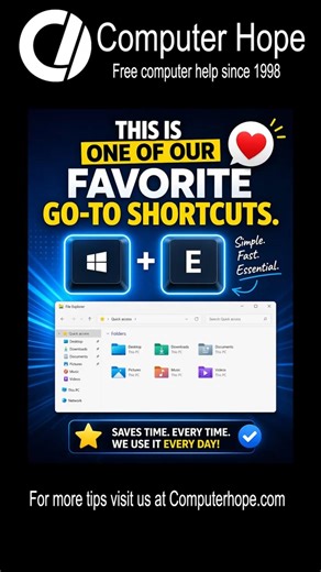 Stop opening File Explorer the slow way (Use this shortcut) #Windows #KeyboardShortcuts #Computer