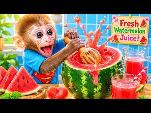 Baby Monkey Makes Fresh Watermelon Juice! 🥤 | Nursery Rhymes & Kids Songs |Bobby Kids Songs