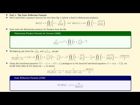 Zeta Explained #70: Proving Gamma Formulas (Euler's Reflection & Legendre's Duplication)