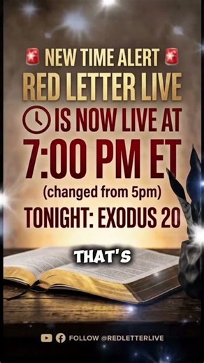 NEW TIME ALERT: Live Broadcasts Now at 7:00 PM EST | Exodus 20