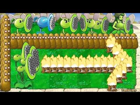 PVZ HACK PLANTS VS ZOMBIES | THREEPEATER FIRE SNOW PEA REPEATER GATLING PEA VS GARGANTUAR DR.ZOMBOSS
