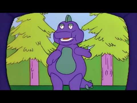 Homer Is Afraid of Barney the Dinosaur