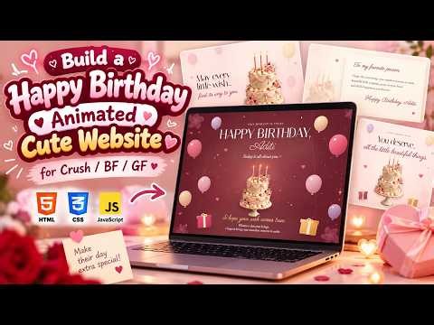 😍 How to Build a Happy Birthday Animated Cute Website for Crush/ Bf/ Gf 🎂❤ HTML + CSS + JavaScript