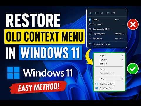 Restore The Old Context Menu in Windows 11 ( in 60 Seconds ) 2026 SUPER EASY METHOD