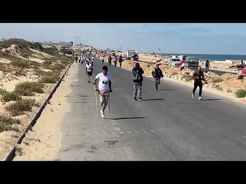 'Right to life, hope': Palestinians run in Gaza marathon