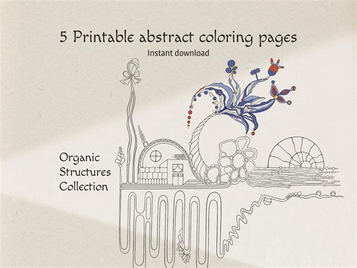 5 Printable Abstract Coloring Pages for Adults | Organic Structures Collection | Instant Digital Download | Artistic Coloring Book PDF + PNG - Etsy