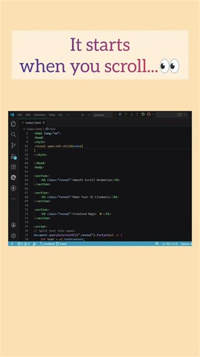 Text Reveal Animation Using HTML CSS JS 💻🔥 #tech #shorts
