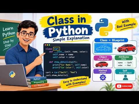 Learn Python Classes in simple words with a real-world Car example.