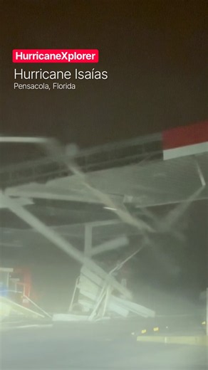 Gas Station SHREDDED APART by Hurricane Isaías’ Ferocious Sting Jet! 🌀💨 Pensacola, Florida.