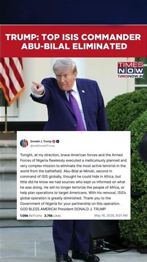 Trump Says Top ISIS Commander Abu-Bilal Eliminated In Joint US-Nigeria Operation #shorts