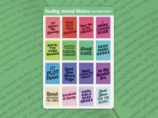Reading Journal Stickers // Library Card Stickers for Book Lovers, Junk Journals, Planners - Etsy