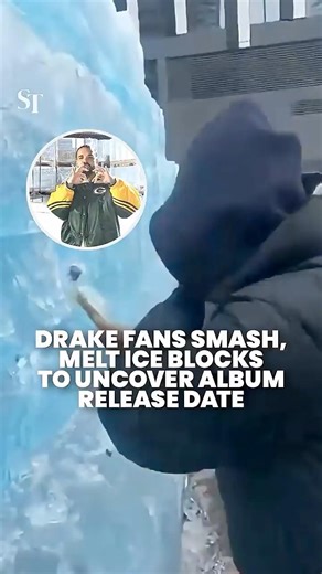 Drake fans flock to smash, melt his ice sculpture to uncover new album release date