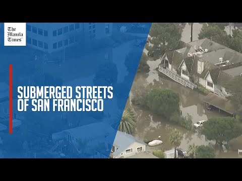 Aerial footage shows Bay Area streets underwater as storm triggers coastal flood warning