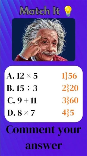 Match the Following Maths Challenge 🧠| comment your answer 👀👇🏻