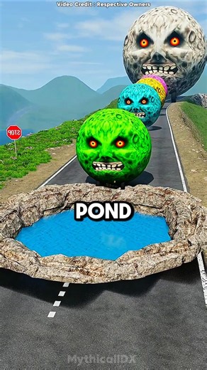 Green & Grey Moon Cars vs Big Water Pond Challenge #shorts #bngdrive