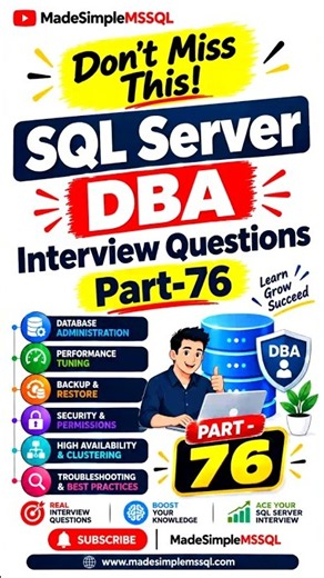 SQL Server Interview Questions | #learnsql #databaseconcepts #sql #coding | @MadeSimpleMSSQL