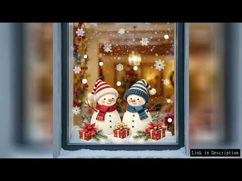 1pc Christmas Snowman Window Clings Removable Static Cling Decal Festive Winter Holiday Decor for Ho