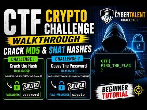 CTF Crypto Challenge Walkthrough | Crack MD5 & SHA1 Hashes | CyberTalent Beginner Tutorial