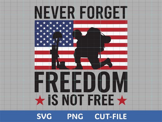 Memorial Day SVG, Never Forget Freedom is Not Free SVG, Patriotic Quote Cut File, USA Flag Design, Cricut Silhouette Laser Engraving File - Etsy