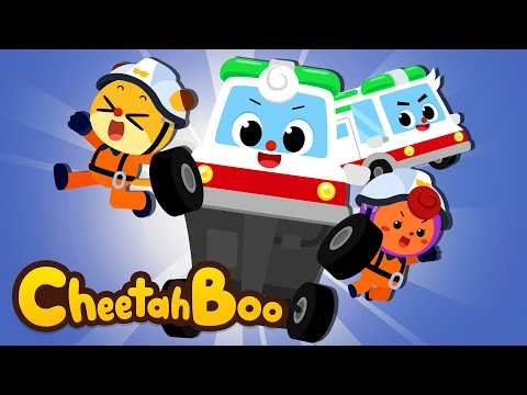 Ambulance rescues baby Triceratops friend! 🚑⛑️ | Dinosaurs | Vehicles songs | #Cheetahboo