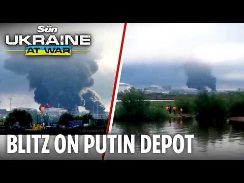 Ukraine launches massive drone attack sparking inferno at key Russian oil terminal