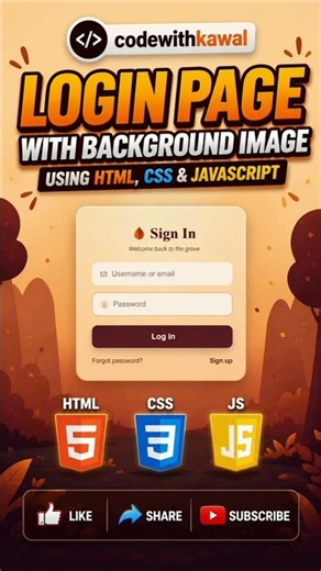 How to Create a Login Page with Background Image Using HTML CSS & JavaScript 🔥 | Beginner Tutorial