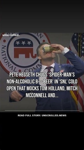 Pete Hegseth Chugs ‘Spider-Man’s Non-Alcoholic B—- Beer’ in ‘SNL’ Cold Open That Mocks Tom H #Shorts