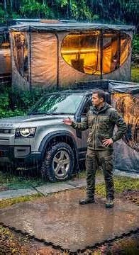 Hours Heavy Rain Camping in Land Rover Defender! 🌧️ ⛺#shorts