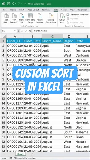 Excel Custom Sort Trick | Fix Month & Date Order✅