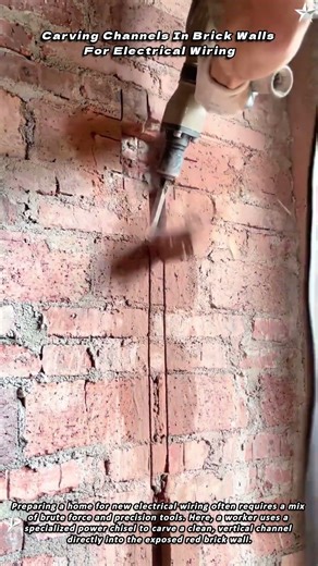 Carving Channels In Brick Walls For Electrical Wiring