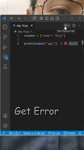 Python Beginner Mistake | Dictionary Error | Day 20 Learning Journey #codewithraju #coding #python