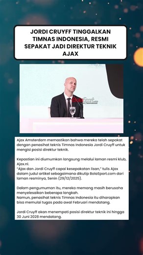 Jordi Cruyff Tinggalkan Timnas Indonesia, Resmi Sepakat Jadi Direktur Teknik Ajax