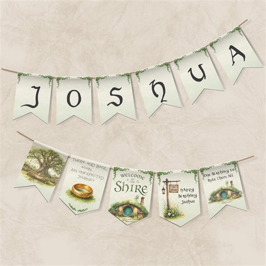 Shire Adventure Birthday Bunting Template, Editable One Birthday to Rule Them All Party Garland, Digital Download, Fantasy Banner - Etsy