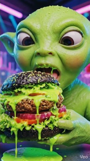 Alien Food Lab Episode 2 | Toxic Burger ☢️🍔#shorts #alienfoodlab #aimukbang #alien #mukbang #burger