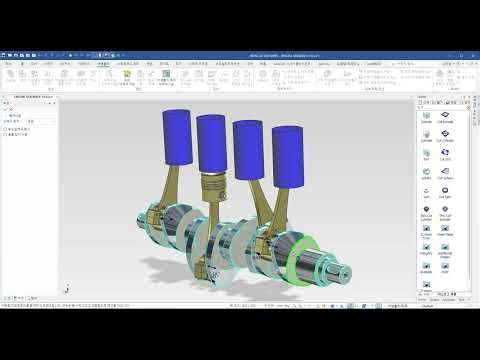 IRONCAD 엔진 크랭크 모션 애니메이션 [한글 자막 포함]
