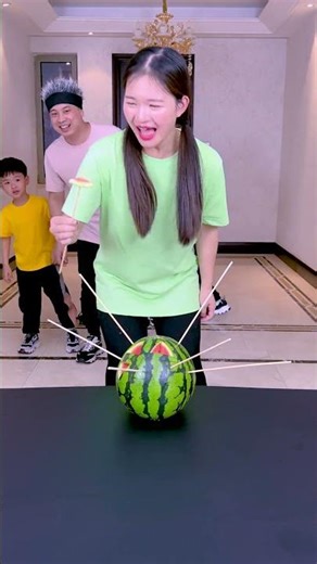 Watermelon eating challenge is so exciting! Let's play it later! #Funny #Party Game Challenge