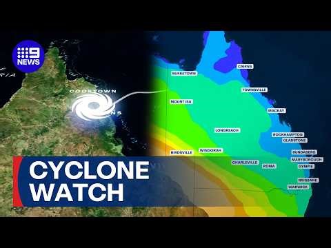 Large stretch of Queensland coast on cyclone watch | 9 News Australia