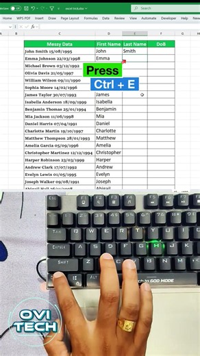 Separate Same Format Data into Different Cells in Excel with Ctrl+E | Flash Fill Shortcut! #MSExcel
