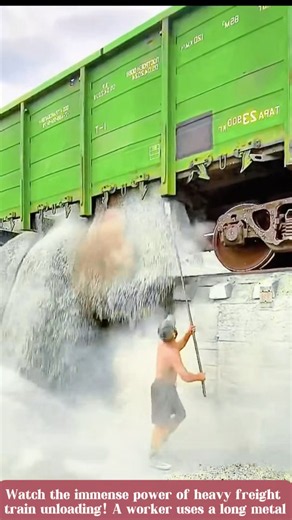 Genial Freight Train Unloading👍Mass Gravel Pouring from Hopper Cars