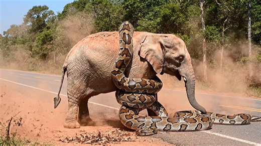 Giant Burmese Python Attacks Rare White Elephant: Heroic Truck Driver Rescue on Highway #elephant #recuseAnimals | Rainbow after the storm