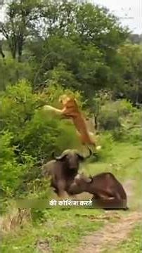 भैंसों ने शेरों को बहुत बुरा सबक सिखाया। | Wild Buffalo Vs Lion | #wildbuffalo #lion | #shorts