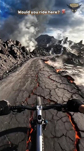 Would You Ride On This Lava Trail? 🌋🚴‍♂️ #Shorts #ExtremeSports