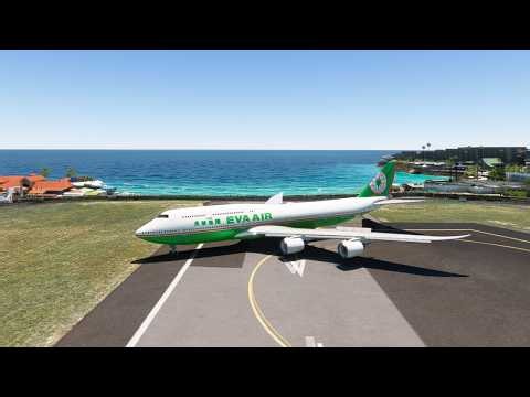 EVA Air Boeing 747 take off smoothly from Princess Juliana International Airport.