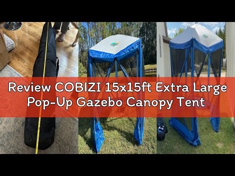Review COBIZI 15x15ft Extra Large Pop-Up Gazebo Canopy Tent with Mosquito Netting, Spacious Easy Set
