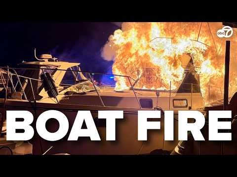 BOAT FULLY ENGULFED IN FLAMES AT SOUTHWEST DC MARINA