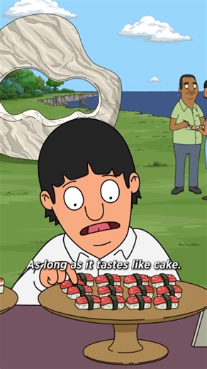 doesn't look like cake, but it is cake 🍰 stream the latest #bobsburgers on @hulu now. #bobsburgersclips #genebelcher #cake #dessert