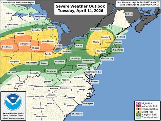 Severe thunderstorm risk in parts of Connecticut Tuesday. Here's where they are most likely