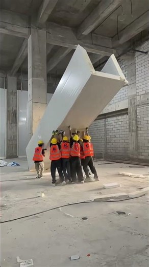 Pushing A 3000lbs Panel Upright | Cold Storage Construction Teamwork
