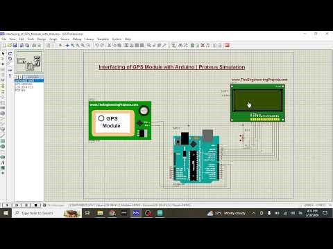 Interfacing of the GPS module with Arduino in Proteus
